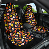 Black Color with Peace, Smile, Flower and Butterfly Car Seat Cover