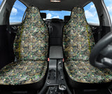 Geometric Gold Design with Luxury Emerald Green Paisley Design on Car Seat Covers