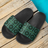 Ocean Blue and Black Paisley Pattern Design Slide Sandals