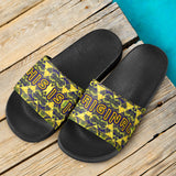 Geometrical Design with Black and Great Yellow Snake Skin Pattern on Slide Sandals