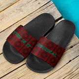 Bloody Red and Black Paisley Pattern Design Slide Sandals