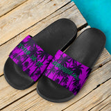 Neon Pink Sky and Palm Tree Design Slide Sandals