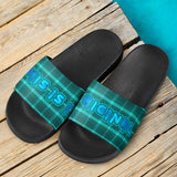 Ocean Blue and Black Luxury Tartan Design by This is iT Original Slide Sandals