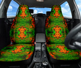 Abstract Hexagon Design with Neon Vibrant Green and Orange Vibe Vibrant Colors and Effects on Car Seat Covers