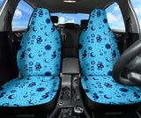 Neon Blue Color with Astrology and Snakes Design on Car Seat Covers