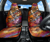 Orange Shiny Glitter Color Marble Stone with Colorful Stripes Design with Dollar Sign, Skull and Sugar Skull Car Seat Cover