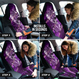 Ultra Violet and Silver Marble Stone Design with Dollar Sign, Skull and Sugar Skull Car Seat Cover