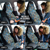 Geometric Gold Design with Luxury Deep Blue Paisley Design on Car Seat Covers