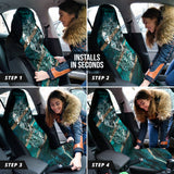 Emerald Green and Silver Marble Stone Design with Dollar Sign, Skull and Sugar Skull Car Seat Cover