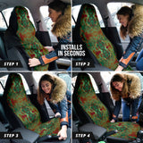 Abstract Hexagon Design with Army Green and Red Effects on Car Seat Covers