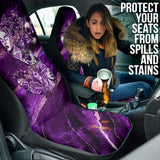 Ultra Violet and Silver Marble Stone Design with Dollar Sign, Skull and Sugar Skull Car Seat Cover