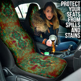 Abstract Hexagon Design with Army Green and Red Effects on Car Seat Covers