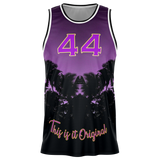 Luxury Violet Sunset Color with Palm Tree - Lucky Number 44 - Unisex Basketball Jersey