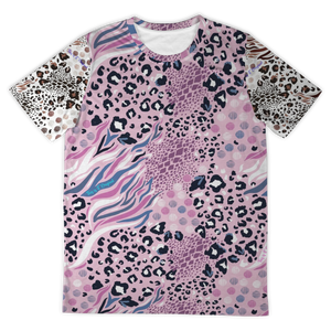 Pink Art Leopard Style With White Design T-shirt