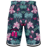 Tropical Palm Tree & Pink Lovely Flower with Pink Vibe Unisex Basketball Shorts