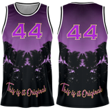 Luxury Violet Sunset Color with Palm Tree - Lucky Number 44 - Unisex Basketball Jersey