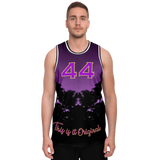 Luxury Violet Sunset Color with Palm Tree - Lucky Number 44 - Unisex Basketball Jersey