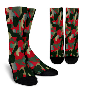 Red And Neon Camouflage Crew Socks