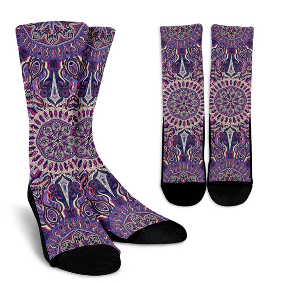 Ornamental Magical Purple Crew Socks