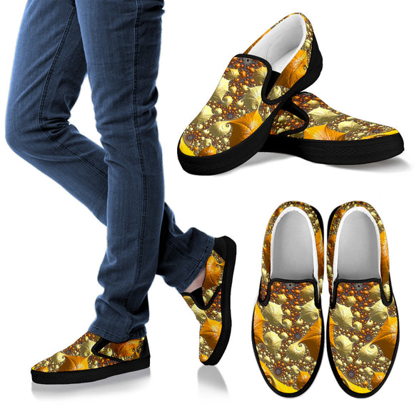 Psychedelic Gold Women's Slip Ons