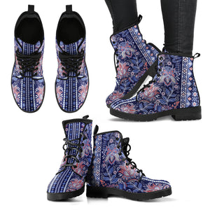 Fractal Blue Flower Handcrafted Boots