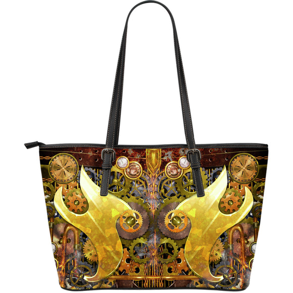 Classic Gold Steampunk Large Leather Tote Bag