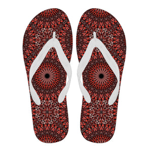 Red Spiritual Mandala Men's Flip Flops