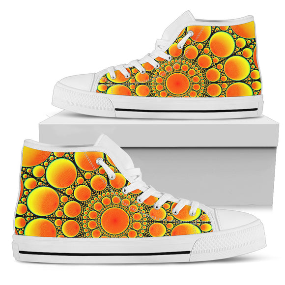 Neon Orange Sun Men's High Top Shoes