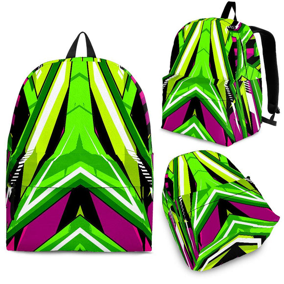 Racing Army Style Neon Green & Pink Vibes Backpack