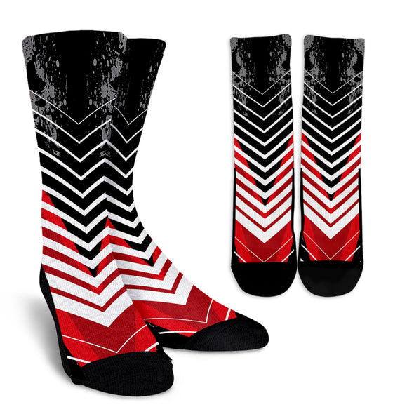 Racing Style Black & White Stripes Vibes Crew Socks