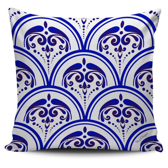 Amazing Traditional White & Blue Ornaments Vibes Two Pillow Cover