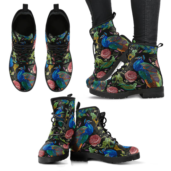 Perfect Full Of Art Peacock Handcrafted Boots
