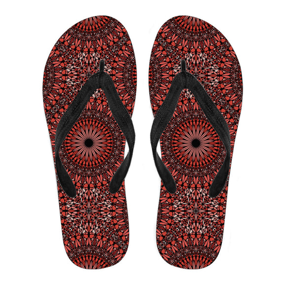 Red Spiritual Mandala Men's Flip Flops