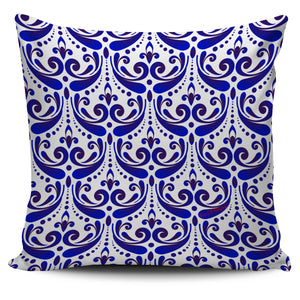 Amazing Traditional White & Blue Ornaments Vibes Four Pillow Cover