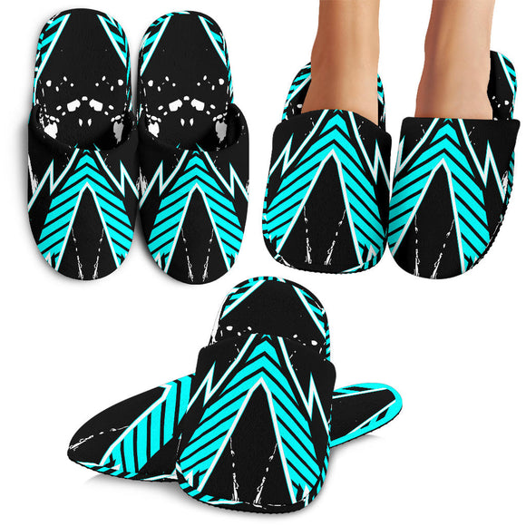 Racing Style Ice Blue & Black Stripes Vibes Slippers