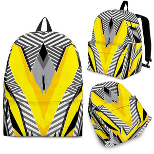 Racing Style Grey & Yellow Stripes Vibes Backpack