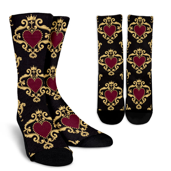 Luxury Royal Hearts Crew Socks