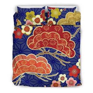 Japanese Blue Floral Bedding Set
