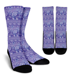 Purple Lovely Elephant Crew Socks
