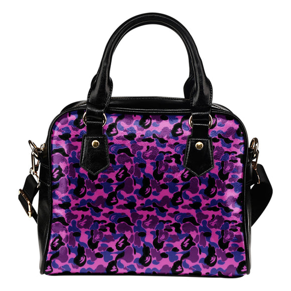 Sexy Purple Camouflage Leather Shoulder Handbag