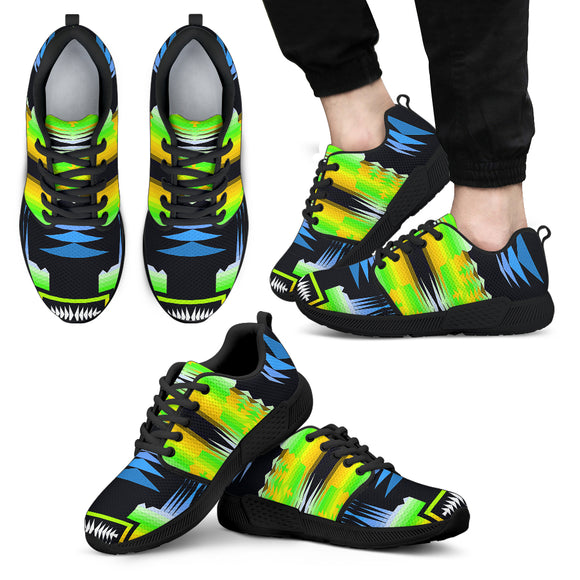 Neon Green Lights Of Free Spirit Men's Athletic Sneakers