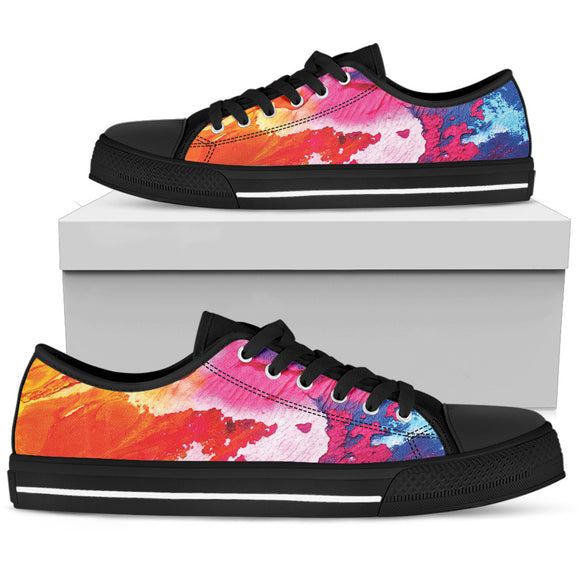Abstract Dark Pink Oil Paintings Low Top Shoes