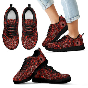 Red Spiritual Mandala Kid's Sneakers