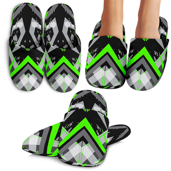 Racing Style Neon Green & Black Vibes Slippers