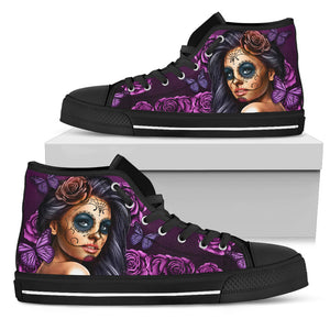 Violet Skull Women's High Top Shoes