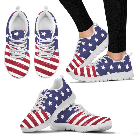 American Flag White Art Women's Sneakers