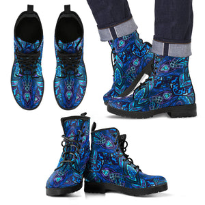 Dark Blue Night Sky Men's Leather Boots