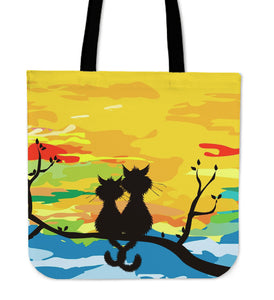 Sunset Cats In Love Cloth Tote Bag