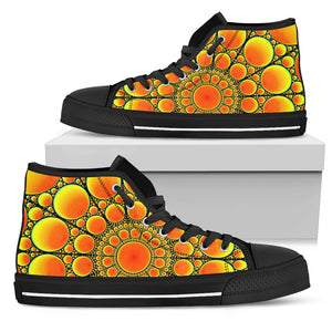 Neon Orange Sun Women's High Top Shoes