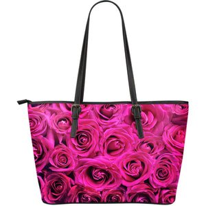 Rose Blossoms Large Leather Tote Bag